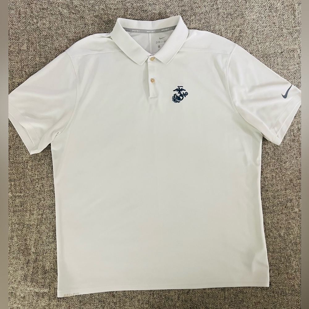 Nike Golf Men’s Marine Corps Short Sleeve Dri-Fit Polo - Color: White - Size: XL